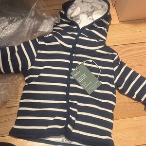 Striped Navy and White Baby Hoodie. Reversible